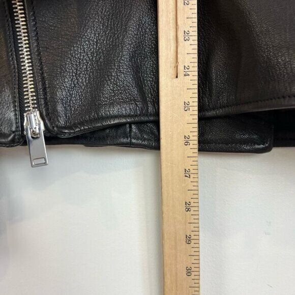 Zara Studio Women’s XS/S Black Goat Leather Motorcycle Jacket Oversized Rock - Picture 10 of 16